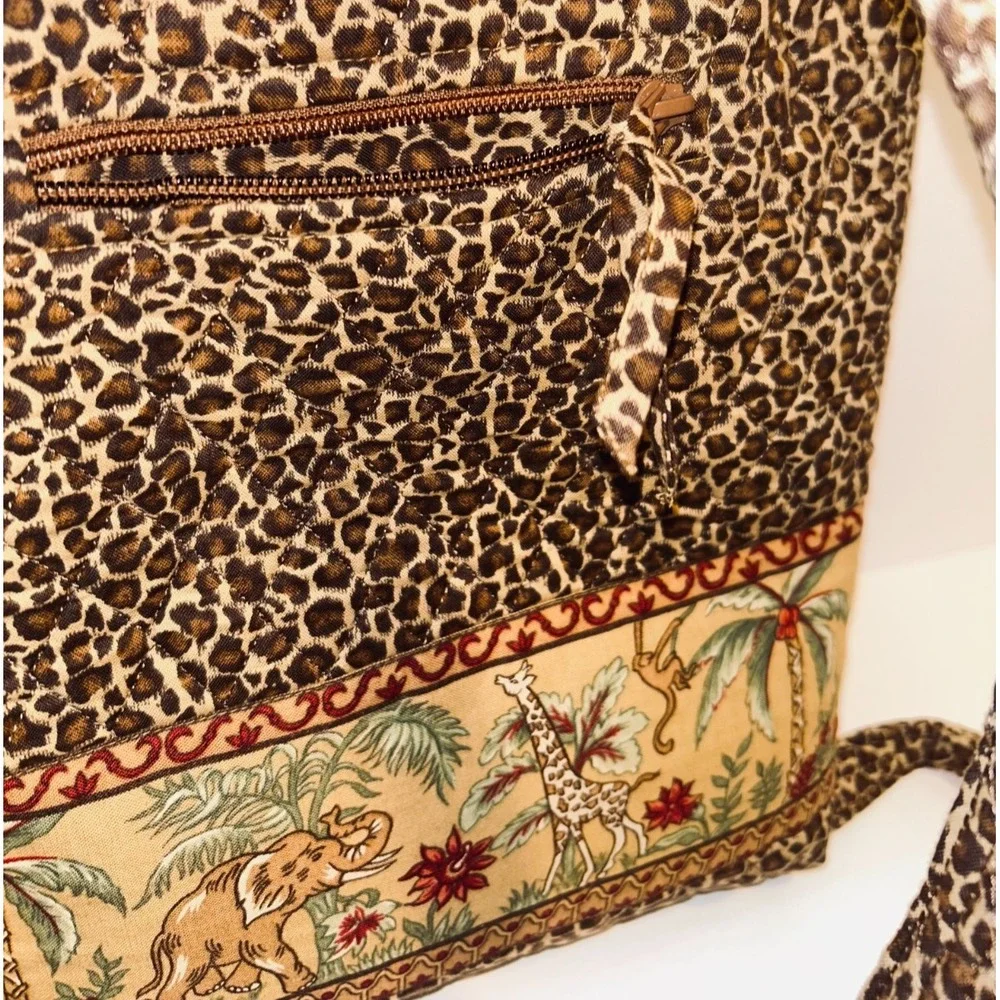 Y2K Quilted Keepers Diaper Bag Backpck Safari Leopard Print Elephant Giraffe Set